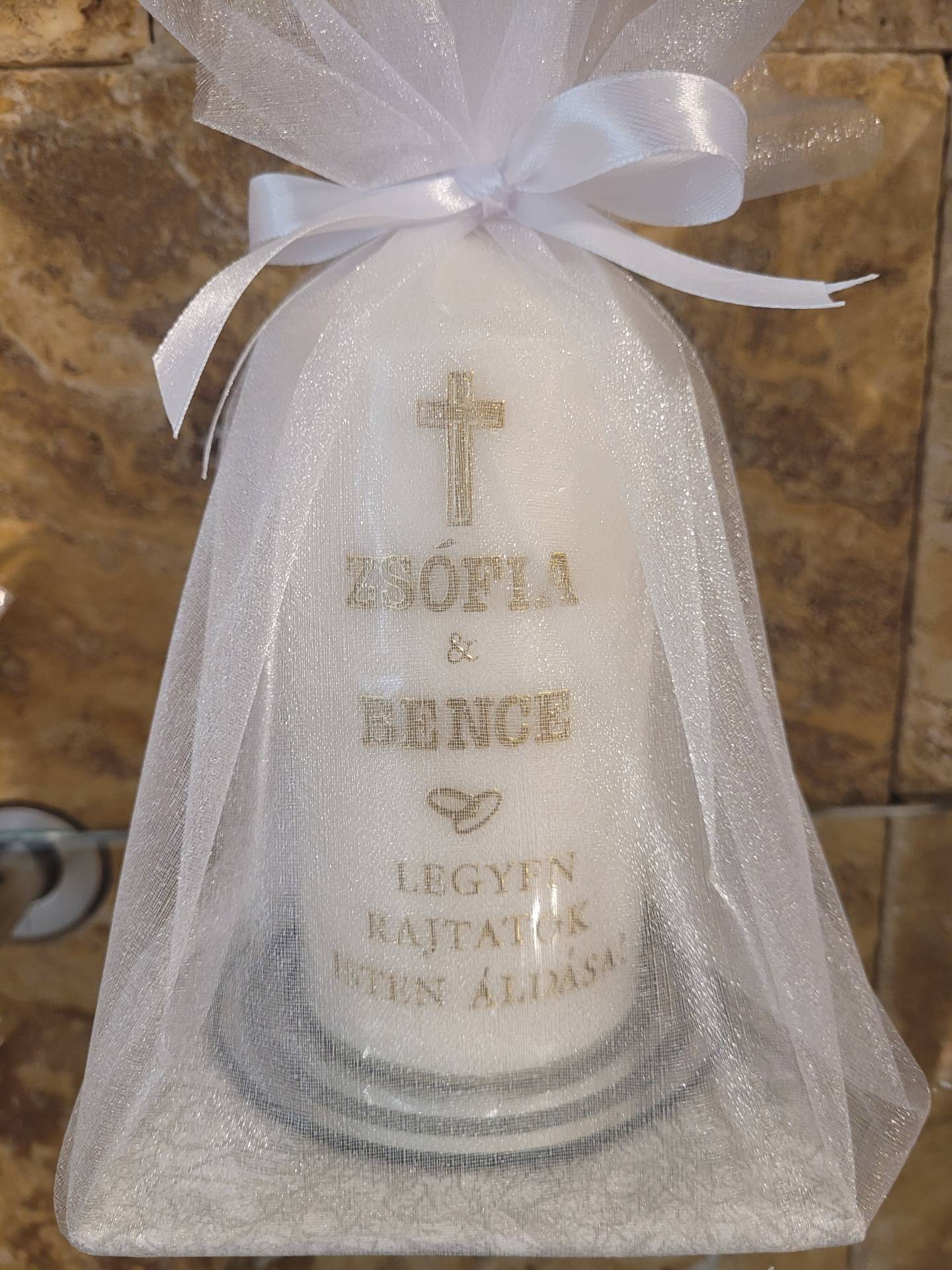 Házaspároknak Ajándékgyertya Áldással /  Bárki ajándékozhatja a vendégek közül/ 