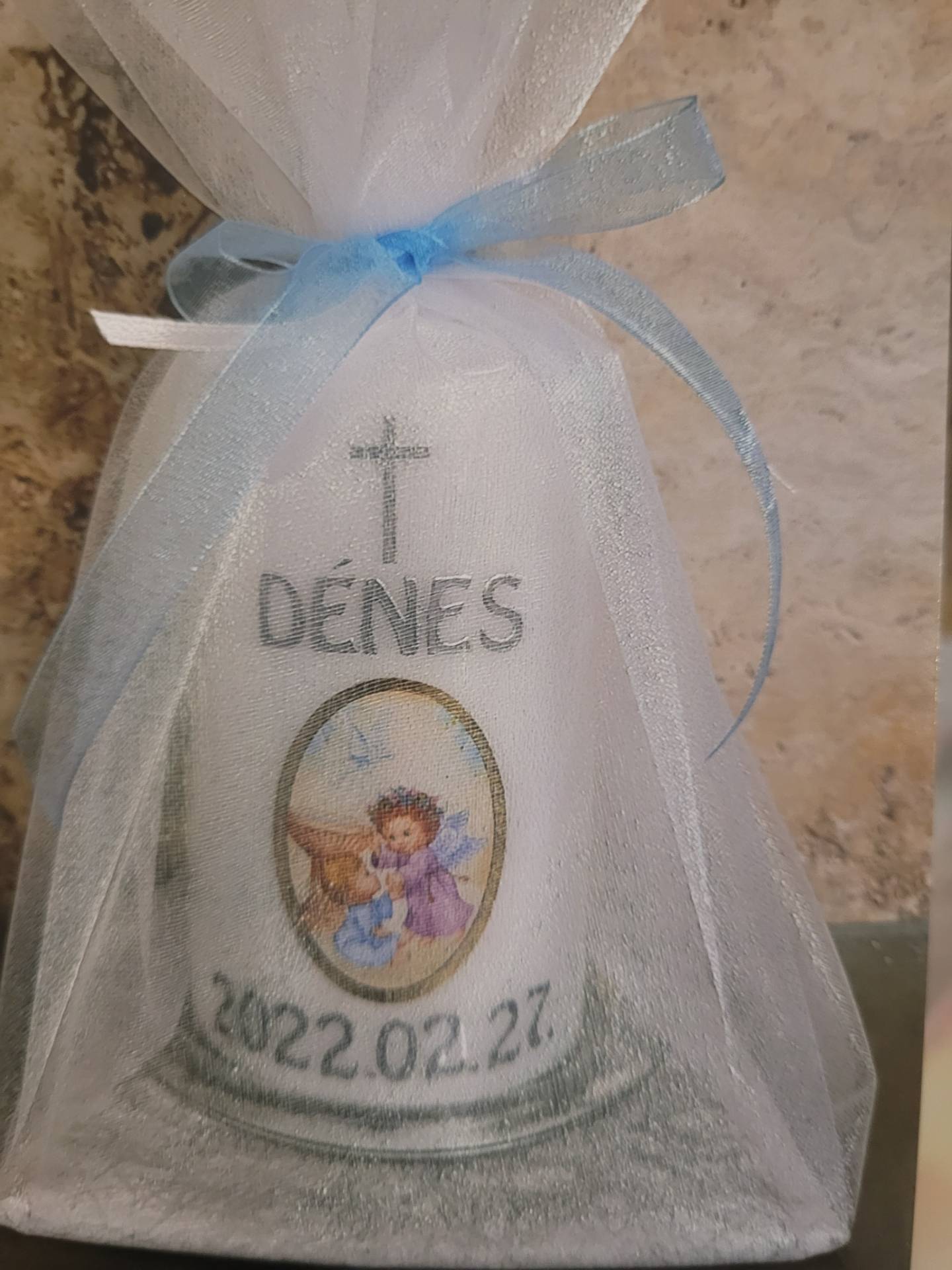 Névreszoló Gyertya üveg gyertyatartóval diszcsomagolásban 