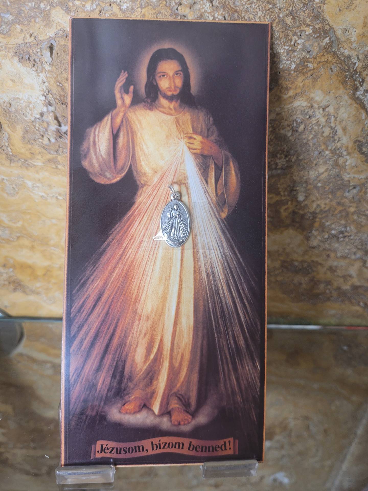 Irgalmas Jézus kép Hátoldalán Imával+ Érem Bárkinek Ajándékozható 