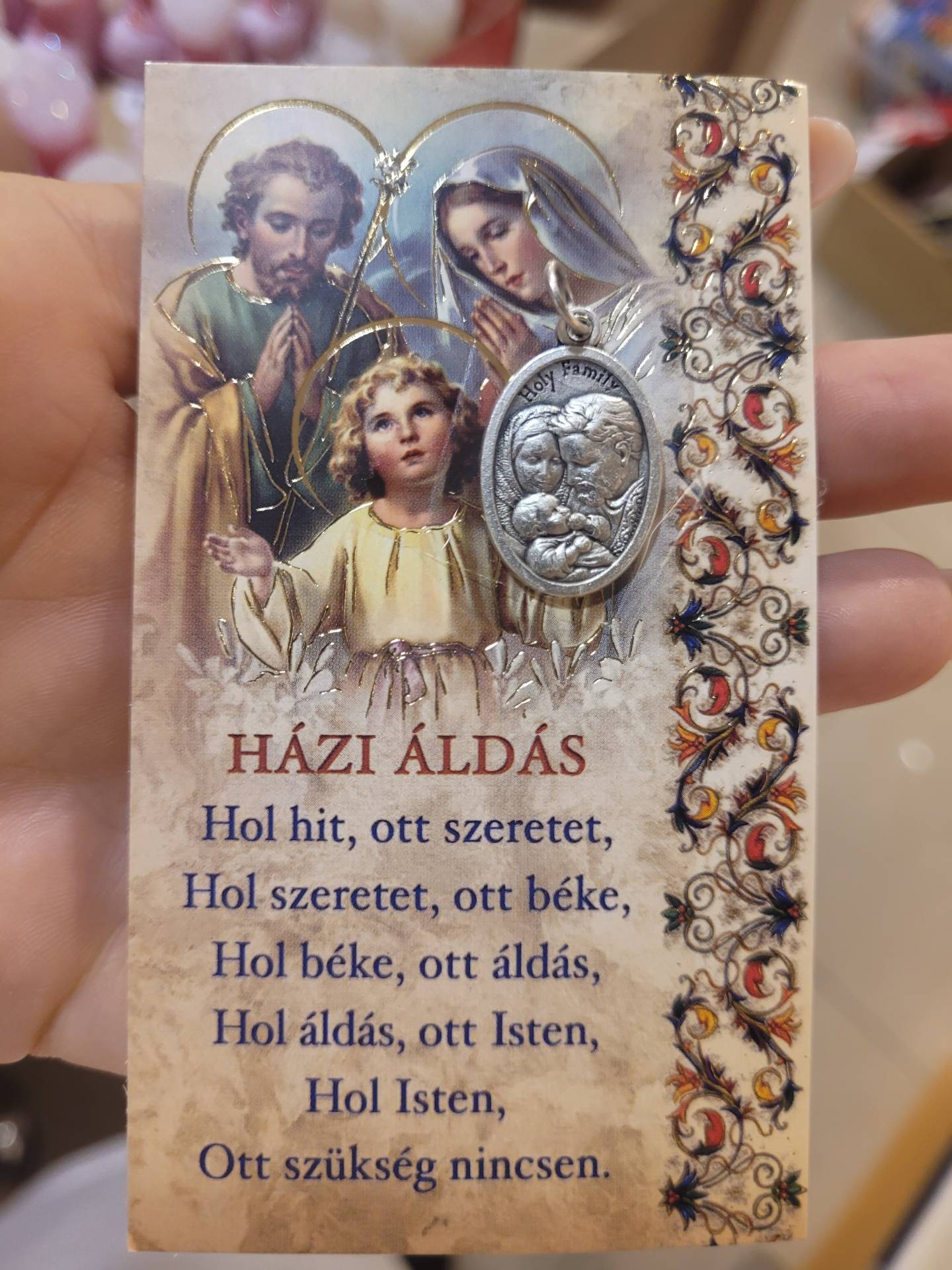 Szent Család szentkép Házi Áldás + Szent család érem 