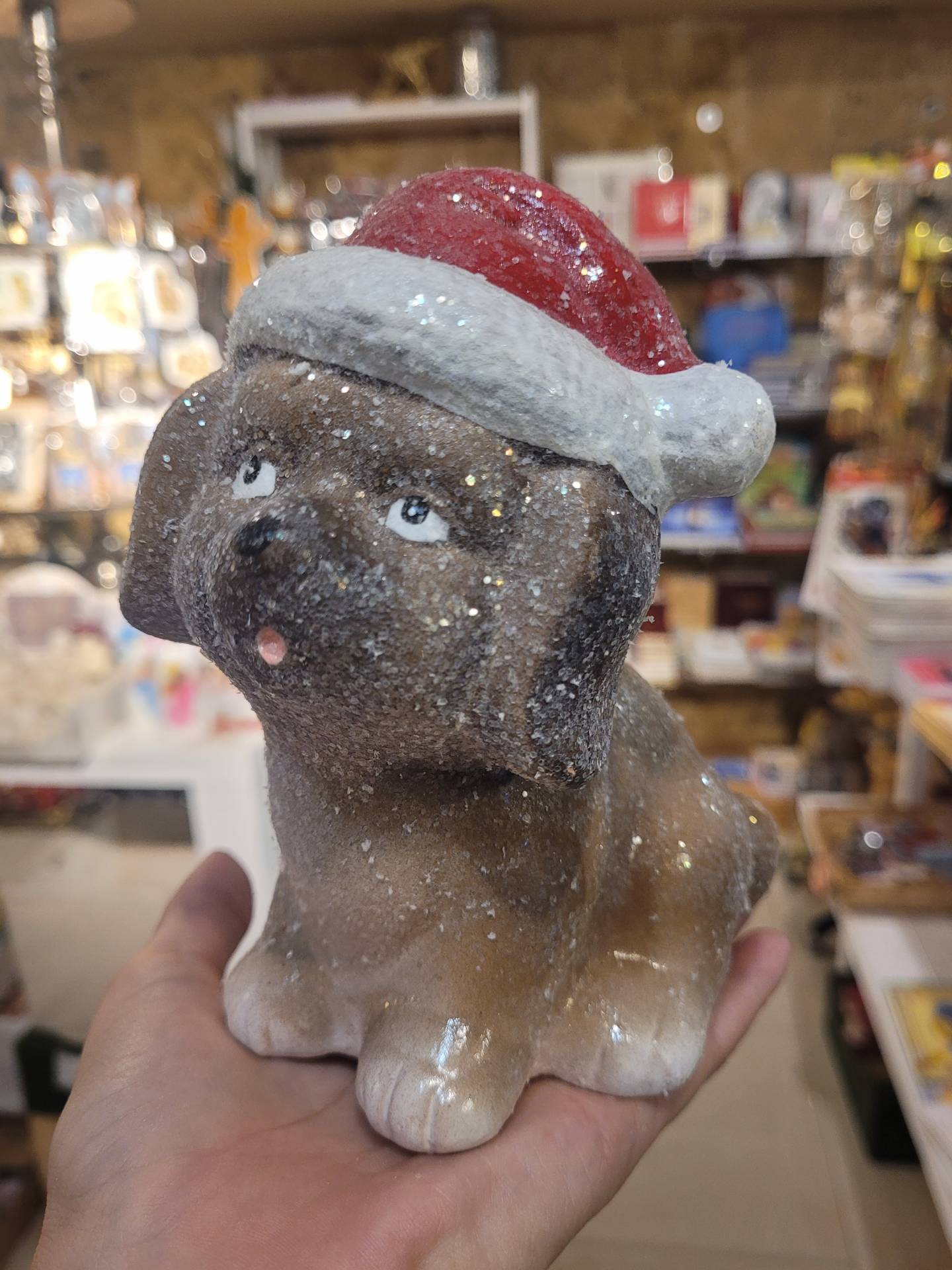 Mikulássapkás Kutyus Kerámia  