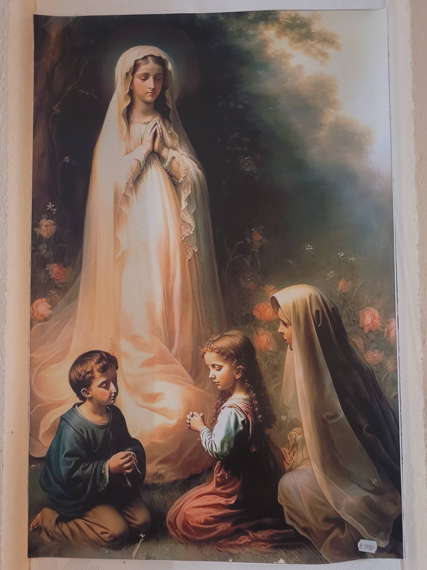 Fatimai Szűzmária pásztorgyerekekkel Olajfestmény nyomat  36cm*58cm 