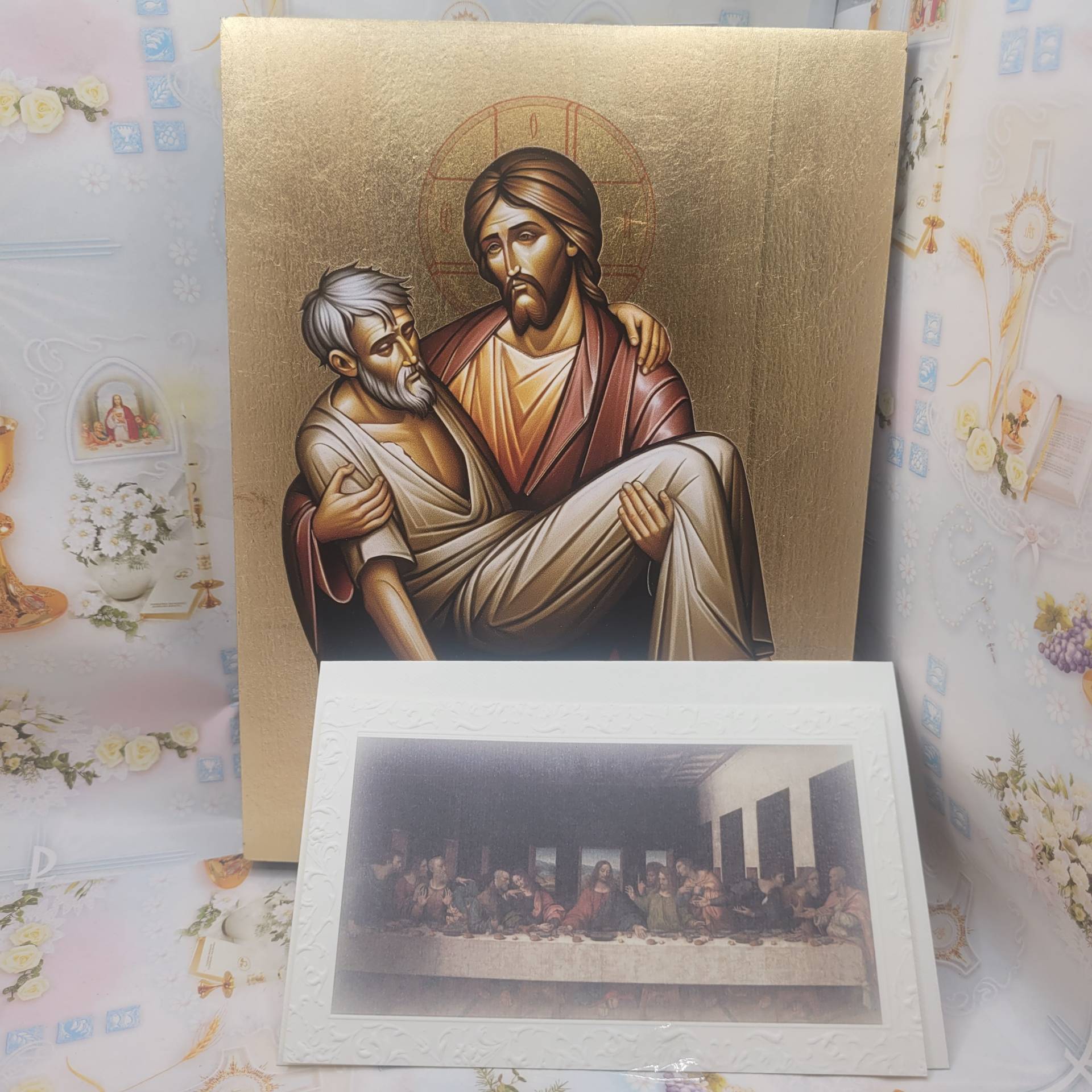 Papok Egyházi Személyek részére Ajándék / Irgalommal teli Jézus Ikon/+ Utolsó vacsora Ajándékkisérő lap/ 