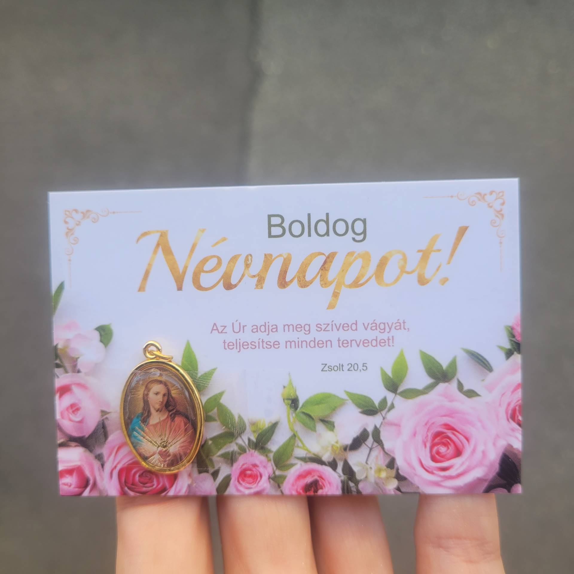 Jézus Szíve Éremmel Ajándékkártya Névnapra 