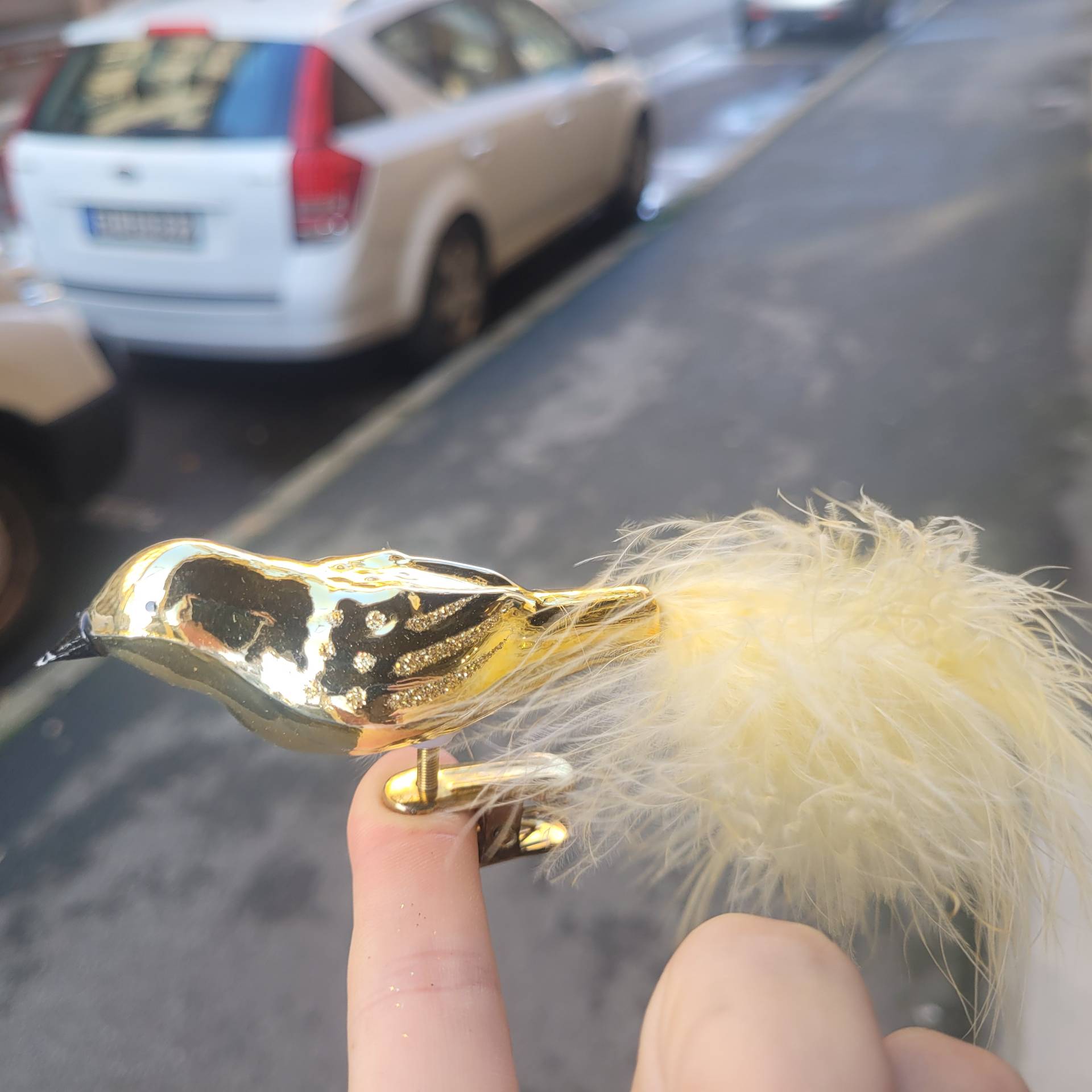 Üveg Madárka disz Csiptetős 