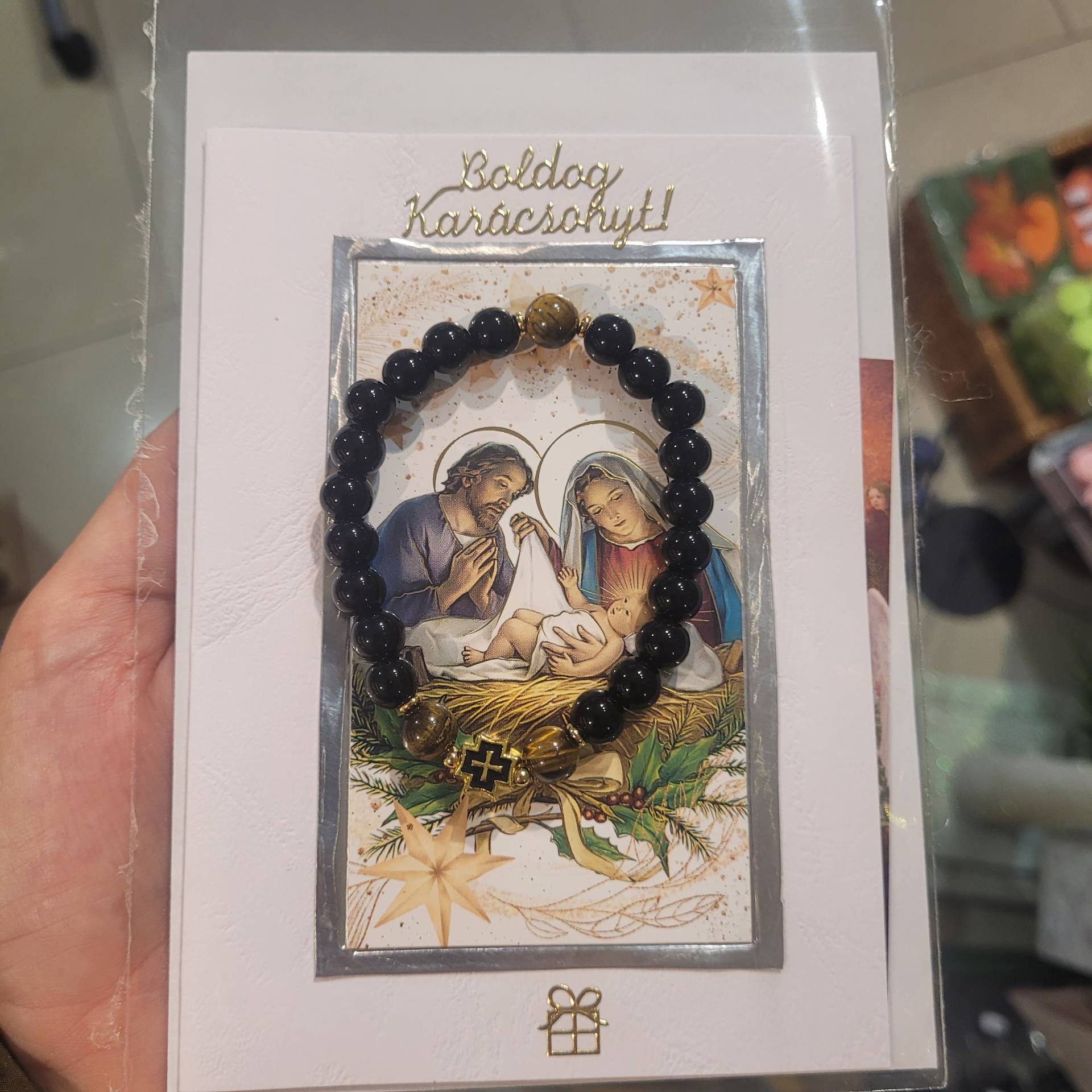 Képeslap+Ásvány karkötő nőknek 