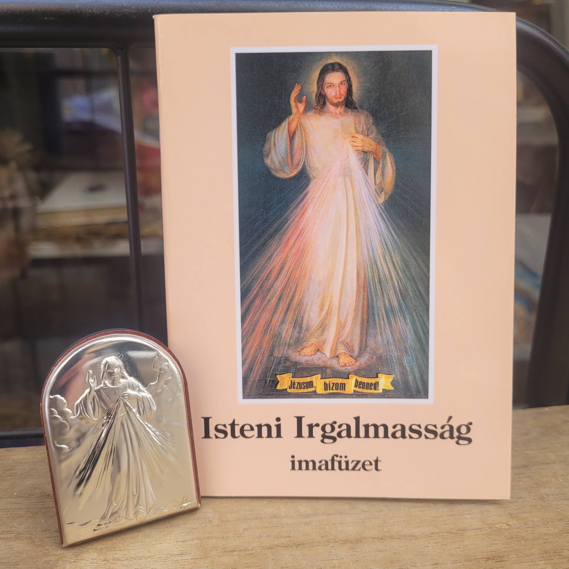 Irgalmas Jézus ezüst ikon + imafüzet 