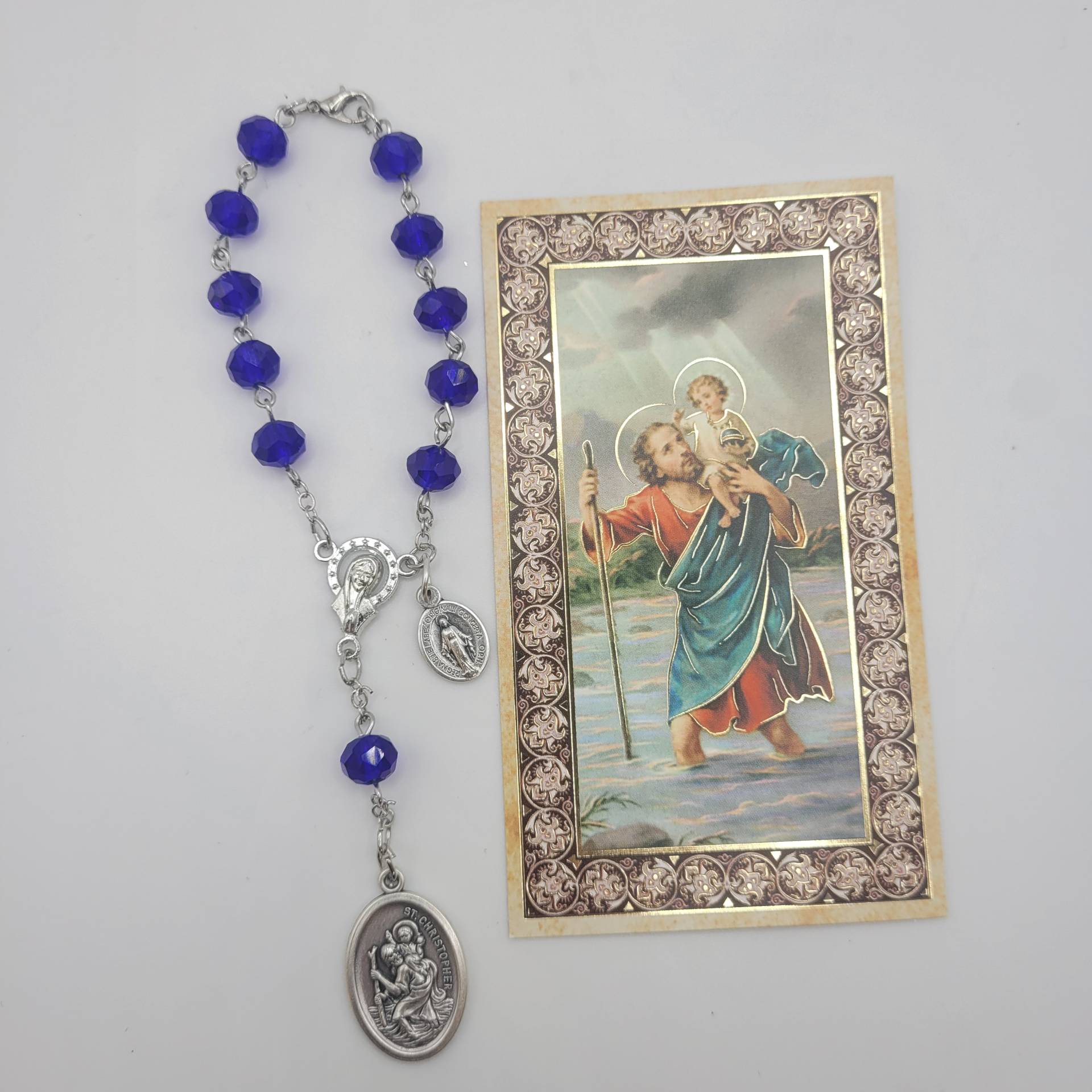 Szent Kristóf autósok Rózsafüzére kapoccsal tükör mögé helyezehtő 