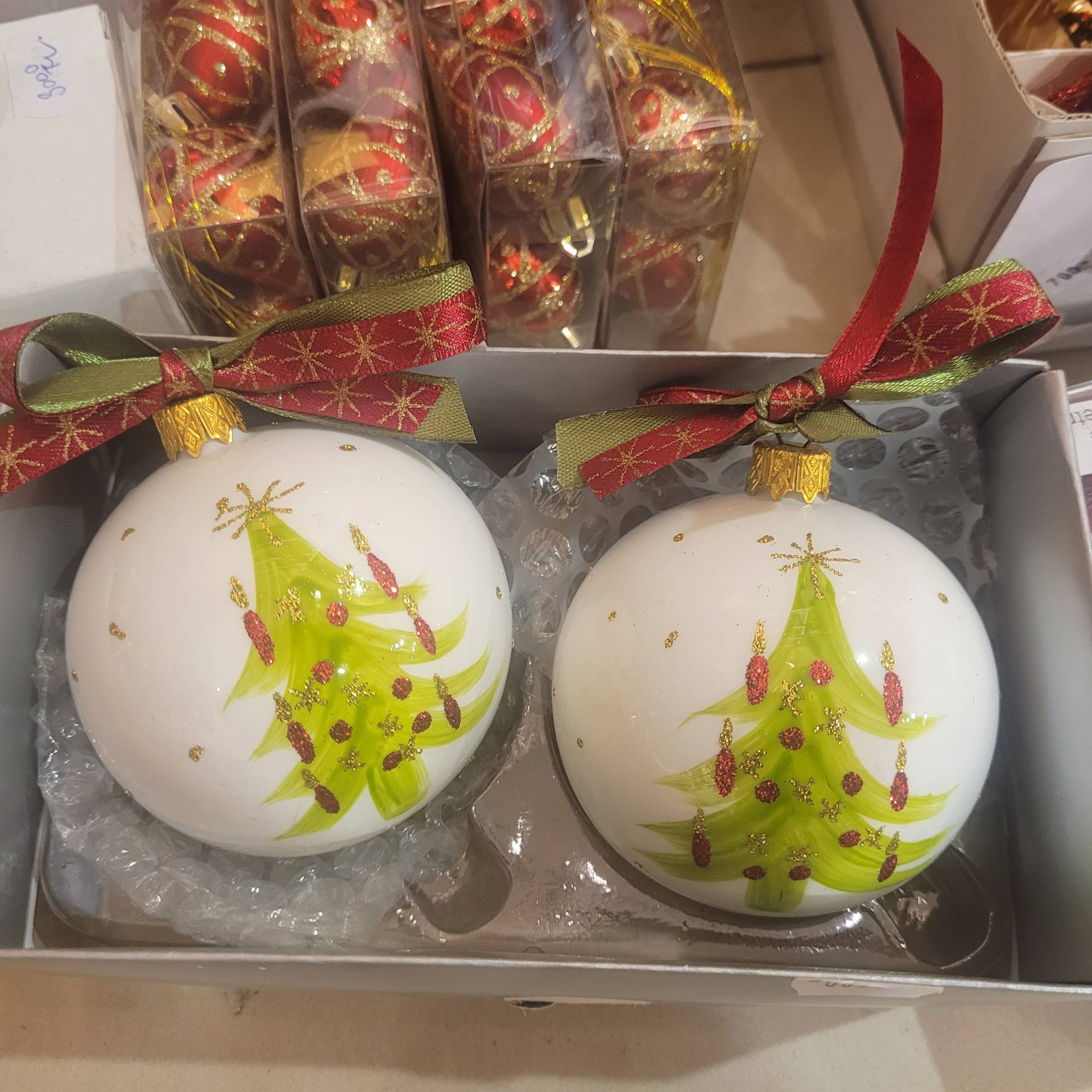Festett üveg Karácsonyfa diszek 1db 