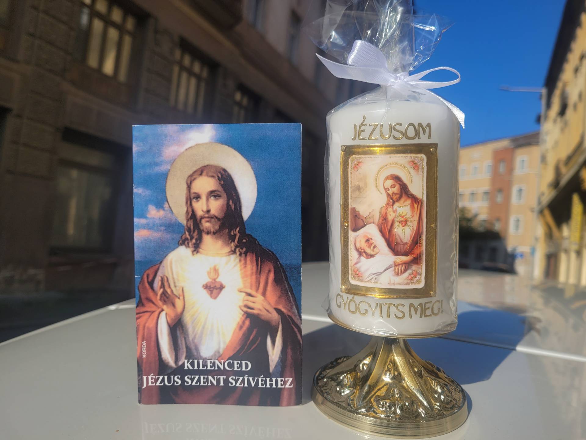 Jézus Szíve imafüzet Betegeknek ! + Imagyertya réztartón 