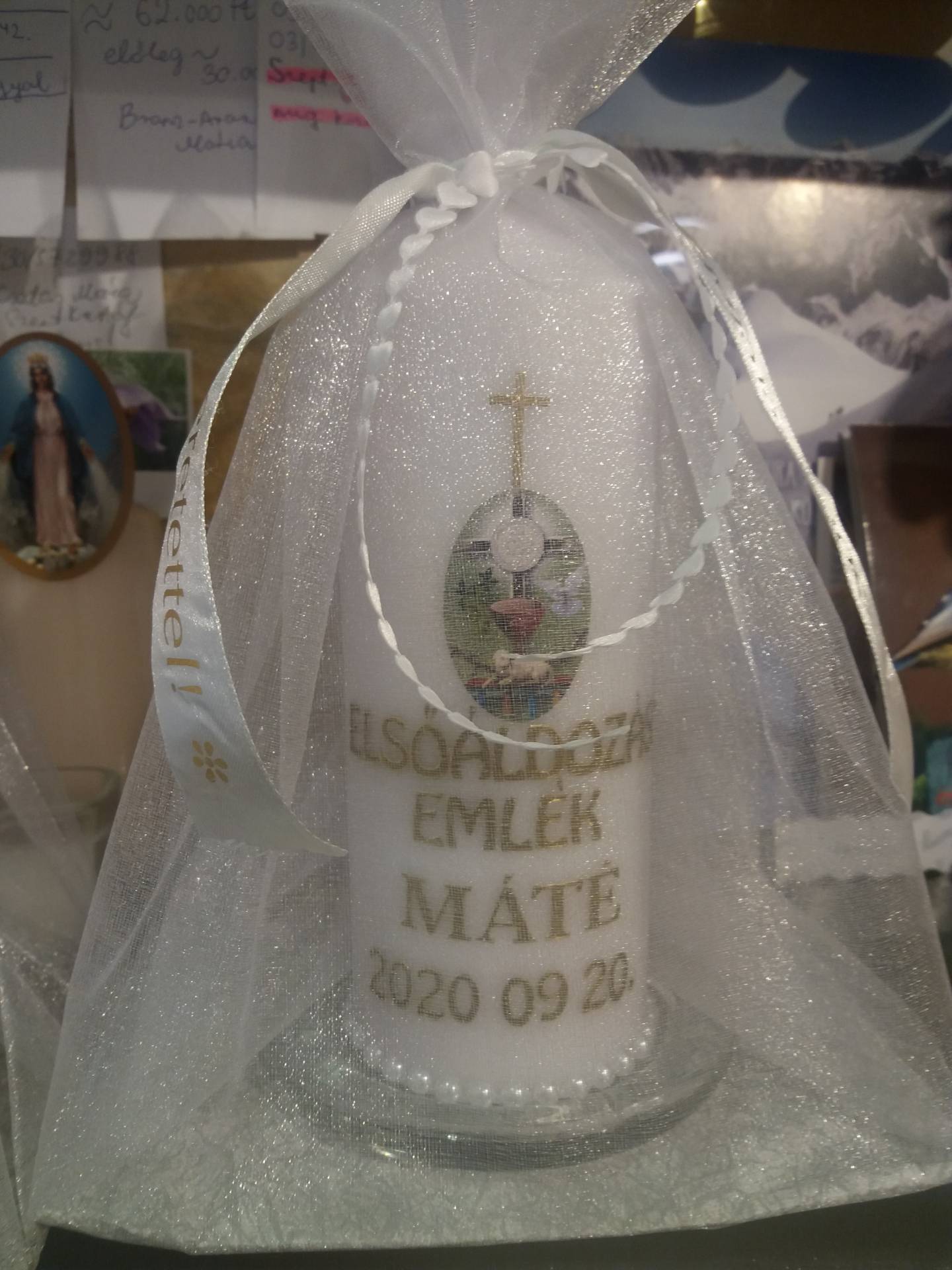 Elsőáldozási Emlékgyertya Névreszóló dátummal 