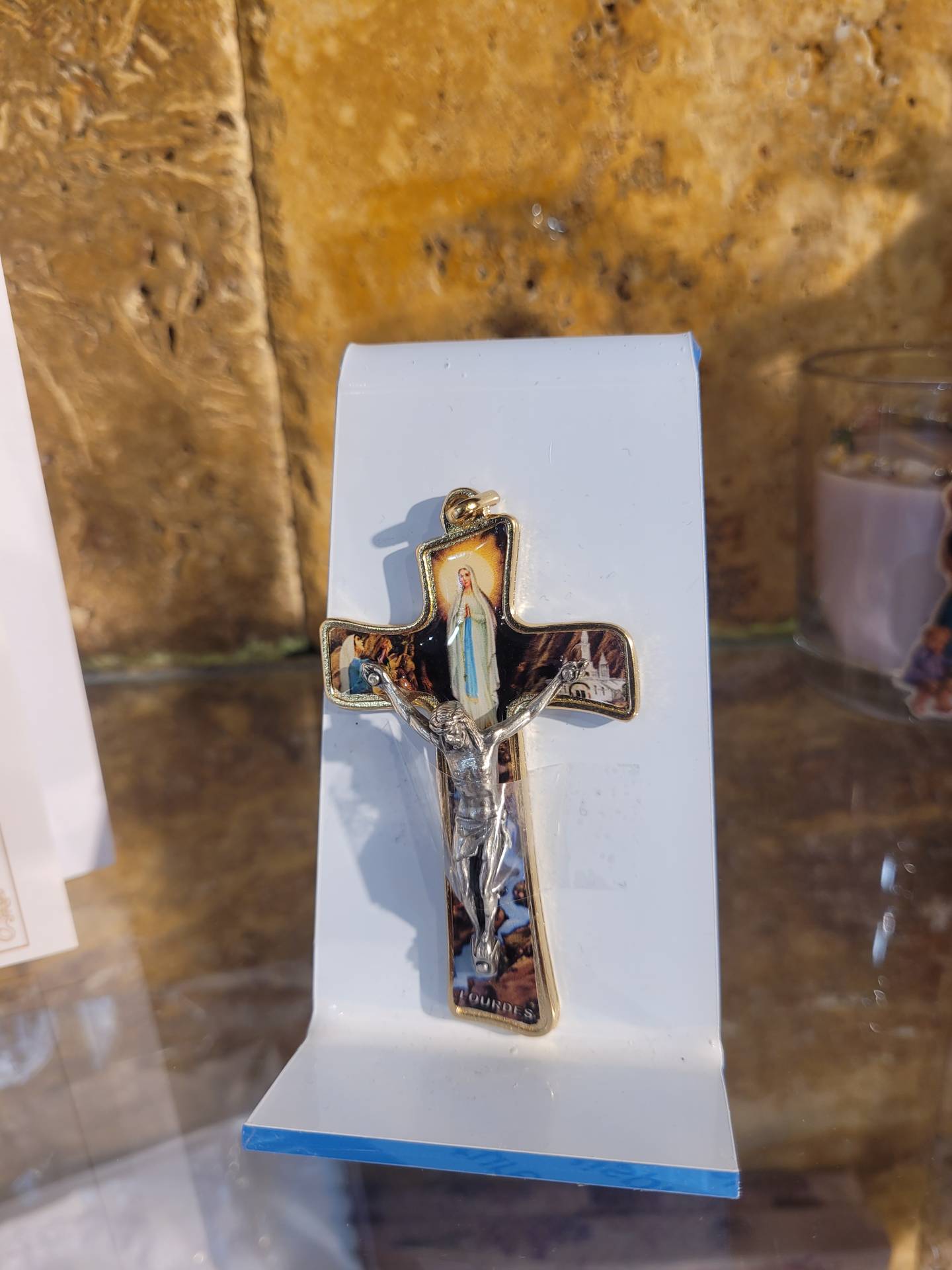 Lourdesi Szűzanya Kereszt 8cm GYEREKSZOBÁBA  