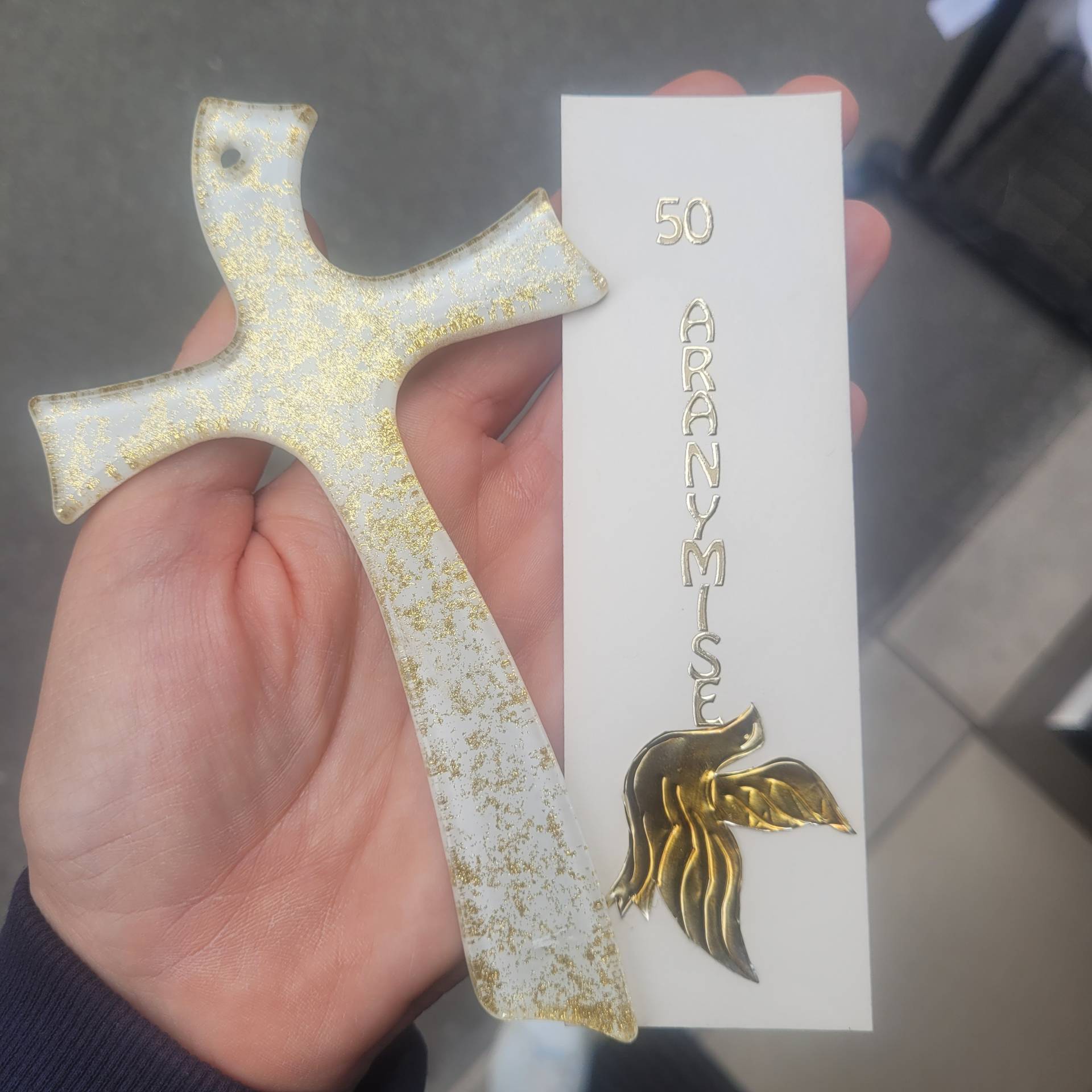 Aranymisére Muránoi üveg Kereszt 16cm*9cm +ajándékkisérő 