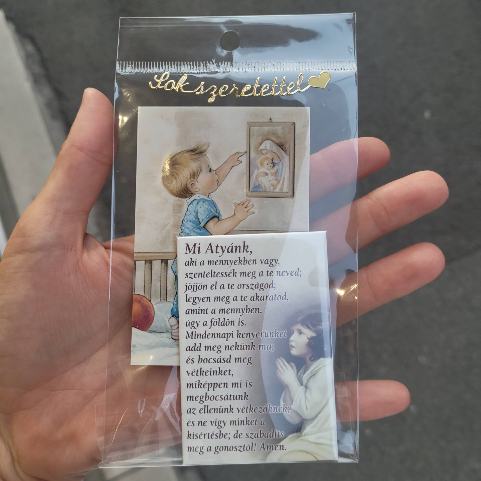 Keresztelőre,v. Bármikor Ajándékozható a gyermeknek! Mágnes Mi Atyánk ima+ Szentkép imával gyerekeknek 