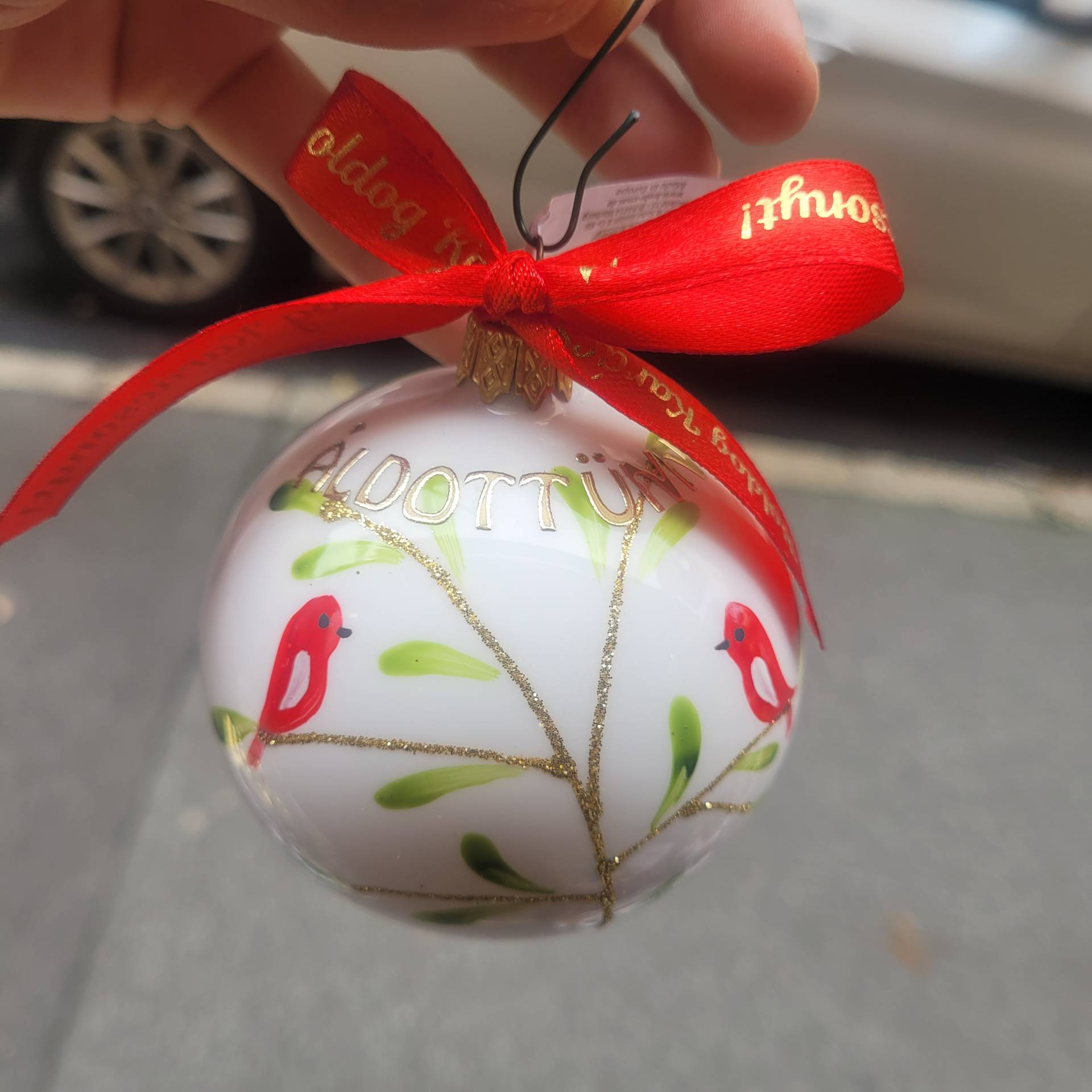 Áldott Ünnepet üveg ajándékgömb 