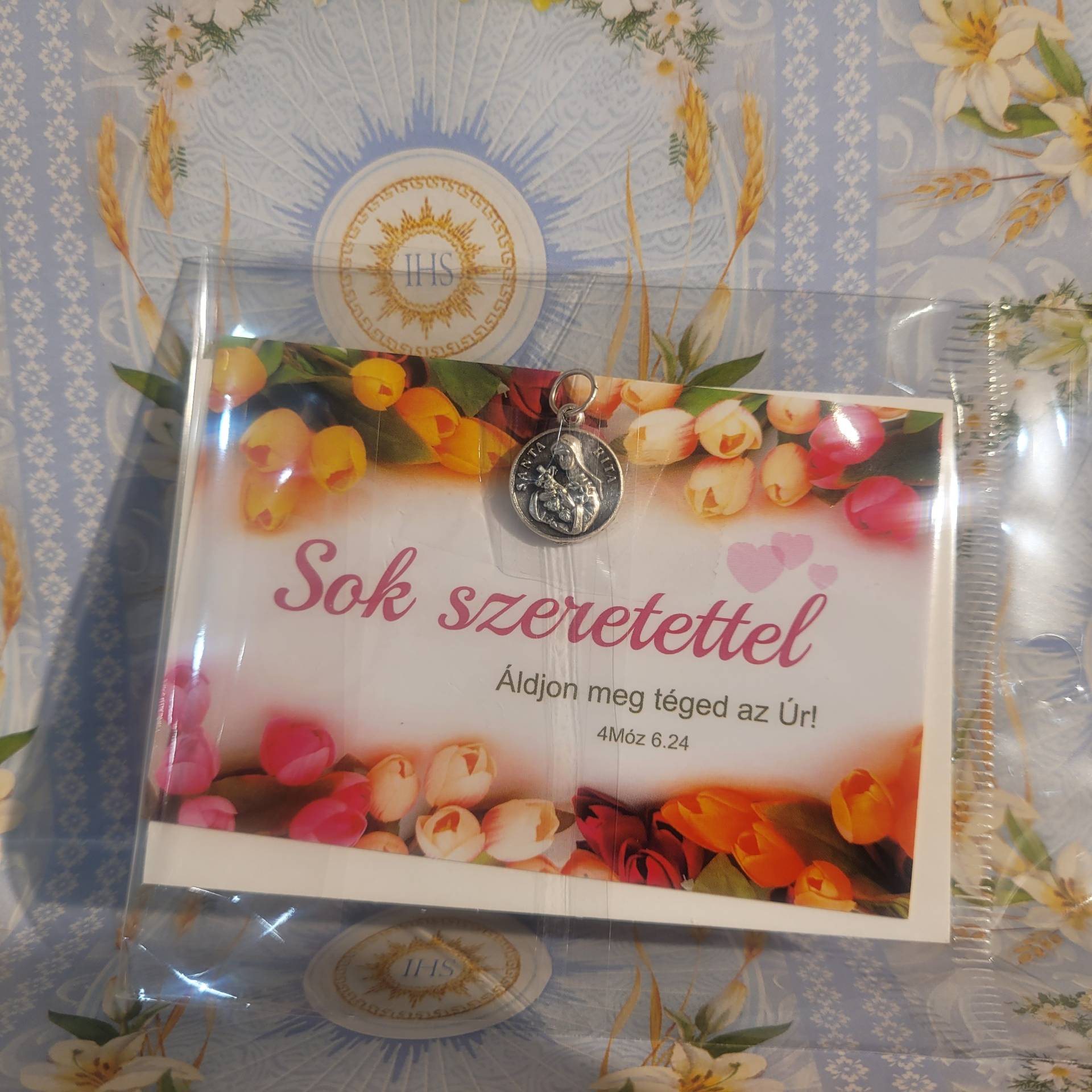 Szent Rita érem + Szentkép imával +Ajándékkártya 