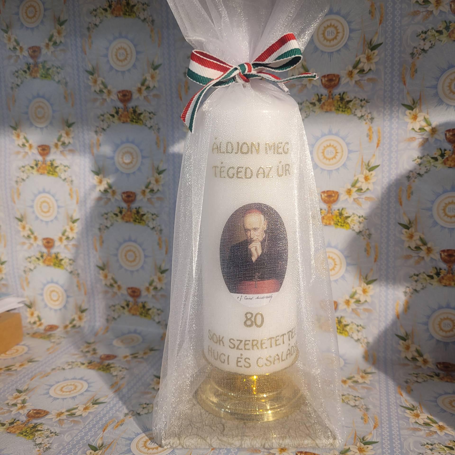 Mindszenty József Hercegprímás Feliratos Gyertya+ Réz gyertyatartó+ Díszcsomagolás 
