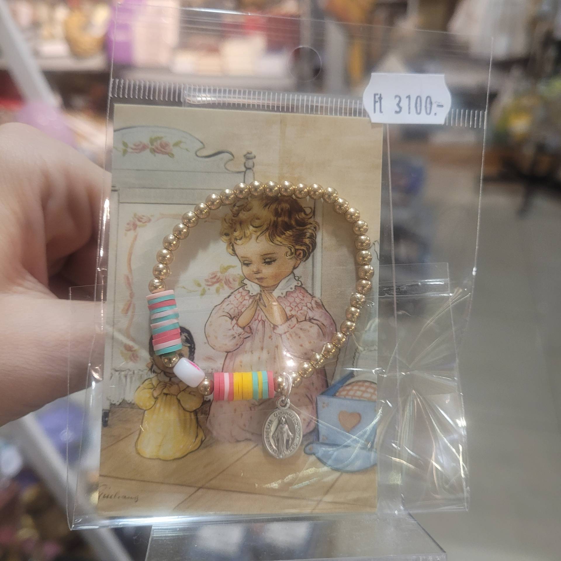 Gyerekek részére karkötő Szűzanyaéremmel + Szentkép Imádsággal gyerekeknek 