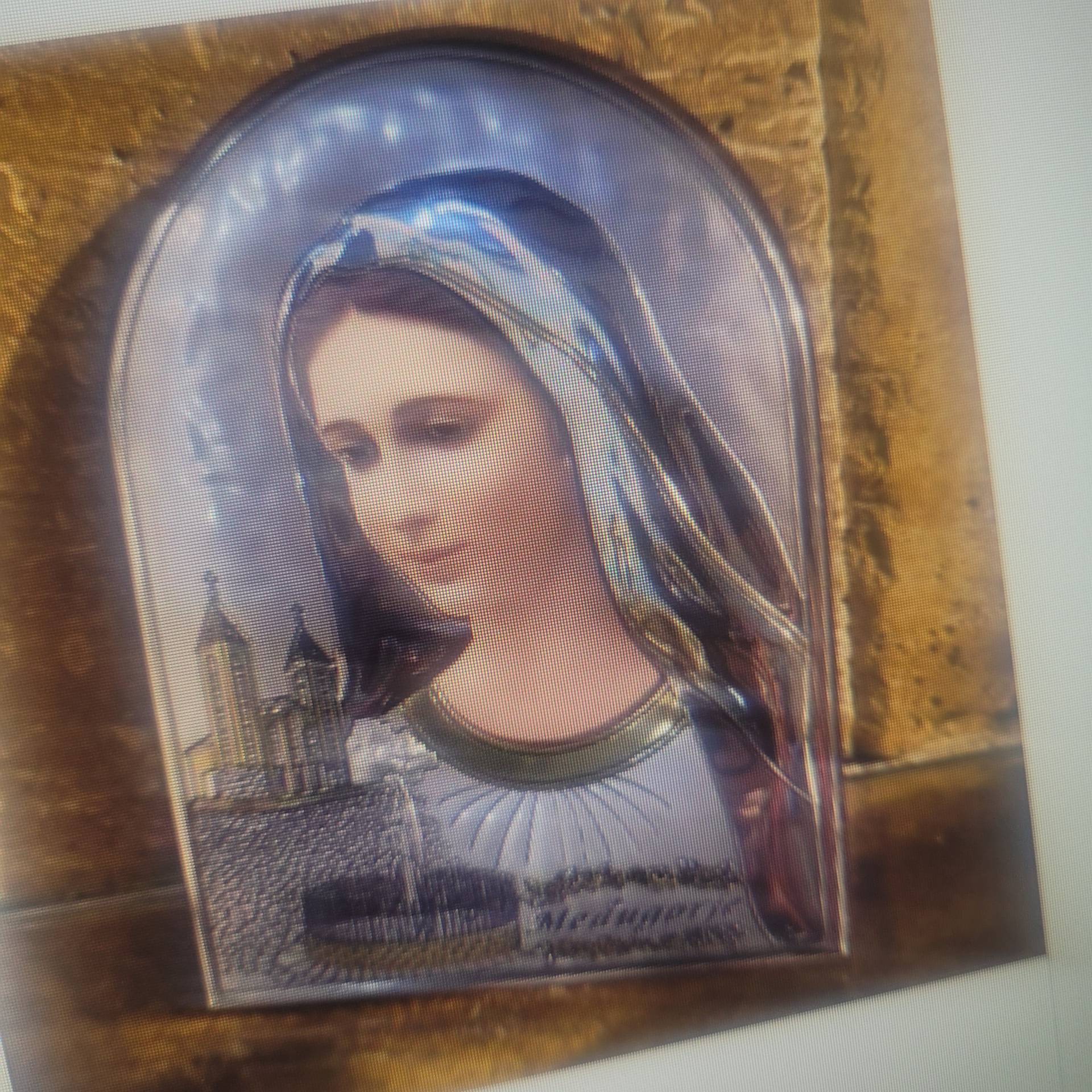 Mérete: 7cm*10cm  Medjugorje Béke Királynője ezüst ikon Ezüst ikonkép / Falra is lehet tenni és támasztható is! 