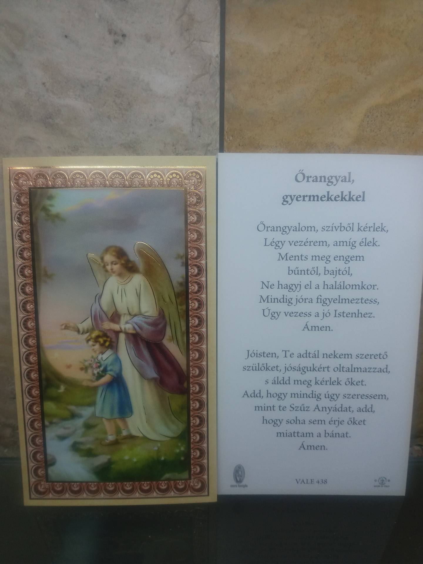 Őrangyalhoz ima/ Szentkép 